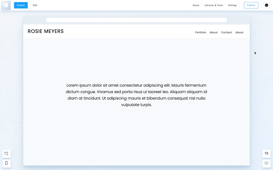 Add a background image to a section in Portfoliobox