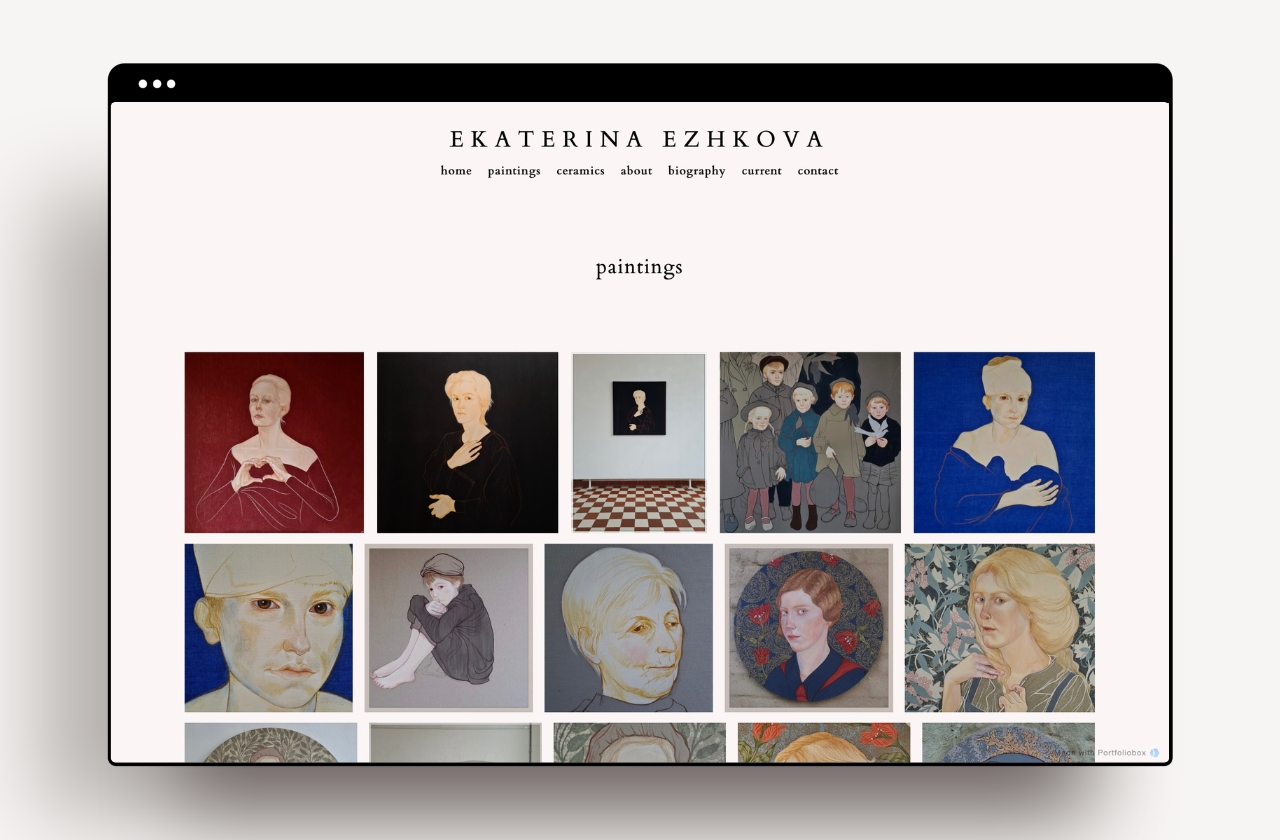 Example of Artist portfolio website