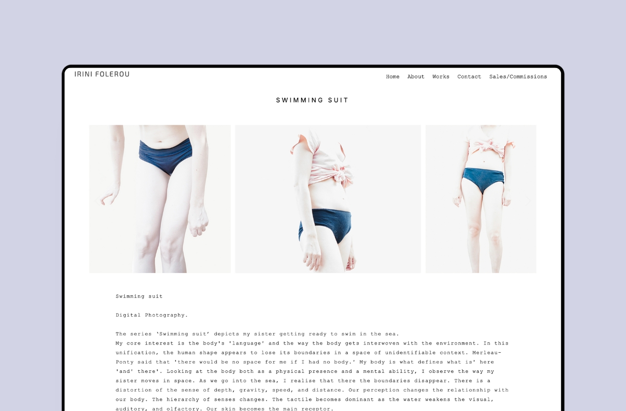 example of an artist portfolio website