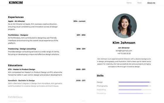 魅力的なCVテンプレート for Your Portfoliobox