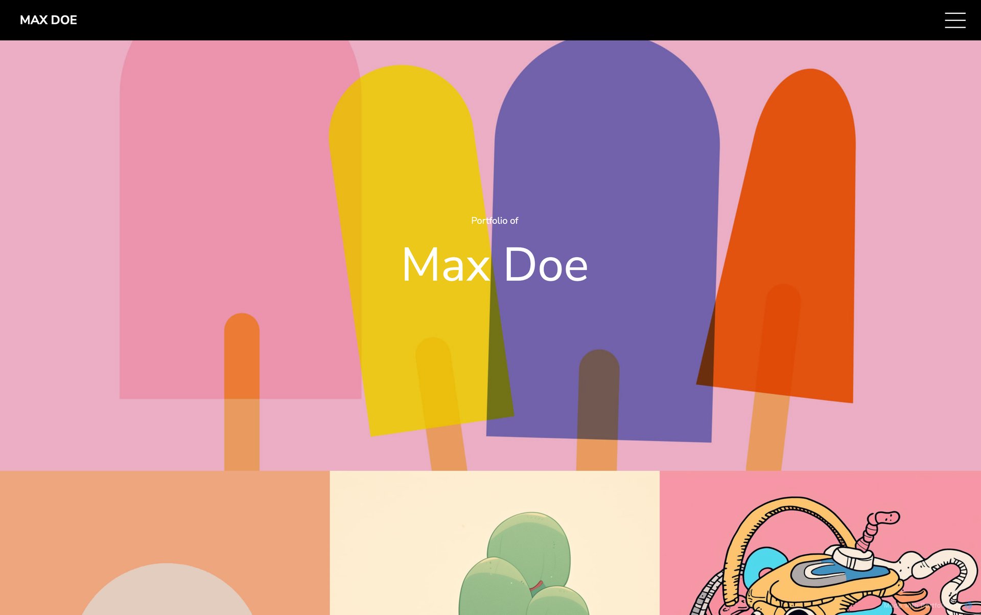 イラストレーター用ポートフォリオテンプレート