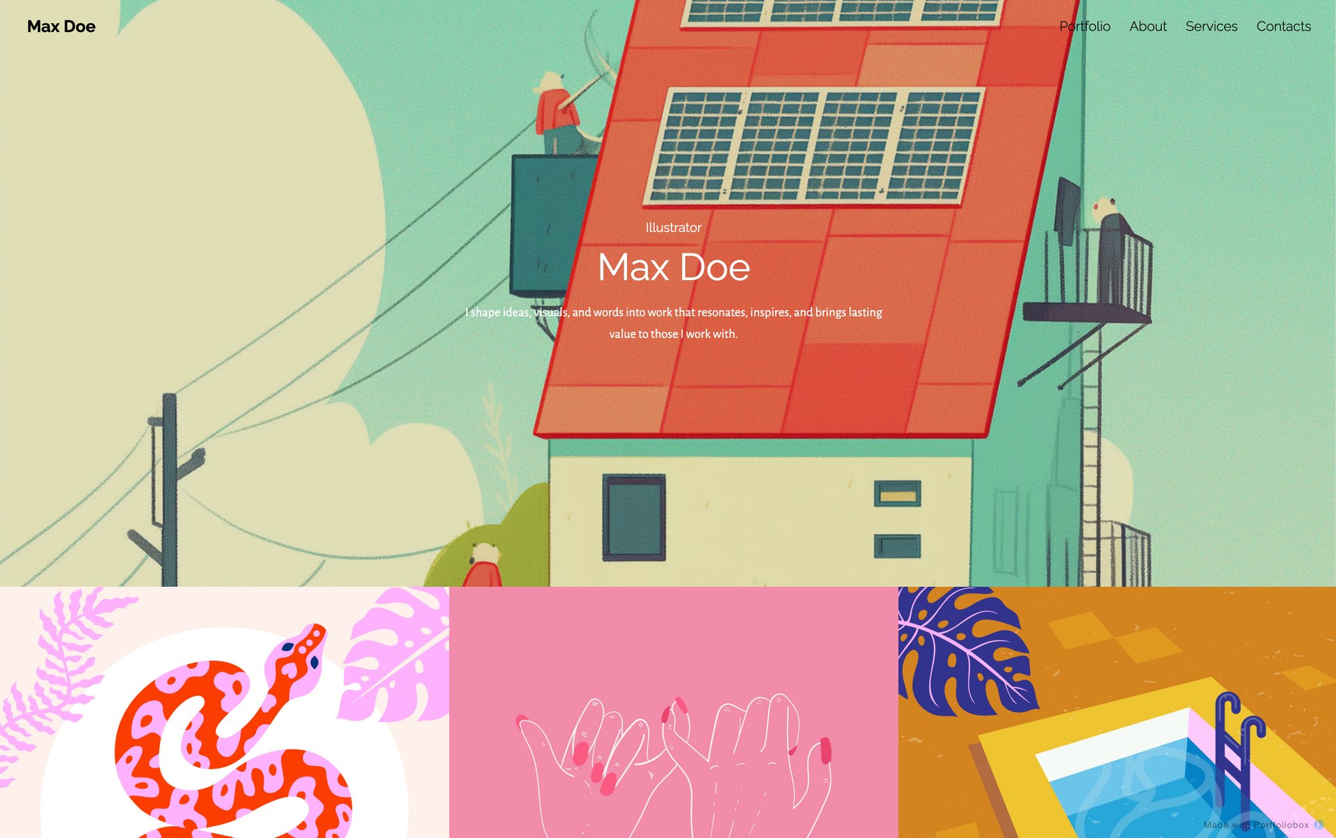 イラストレーター用ポートフォリオテンプレート