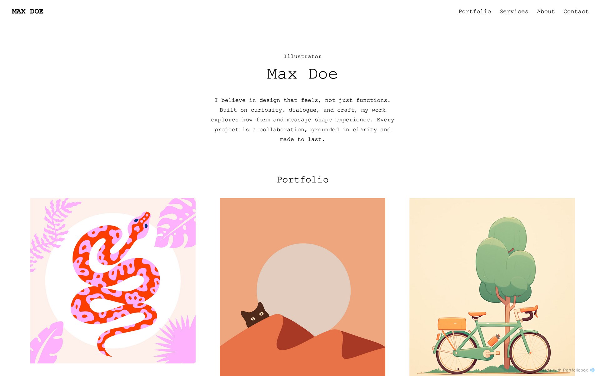 イラストレーター用ポートフォリオテンプレート