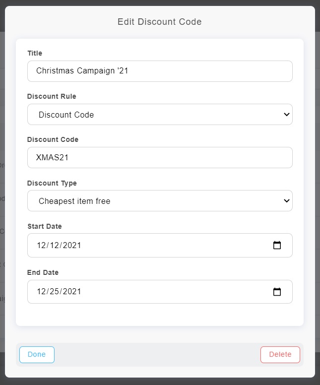 Create discount code for your Portfoliobox store