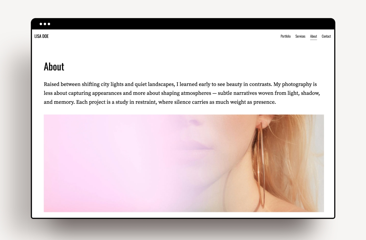 Clean and contemporary portfolio website example