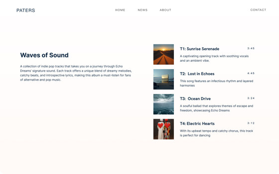 ポートフォリオボックスで作成された音楽テンプレート