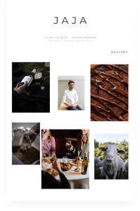 「Portfolioboxウェブサイトビルダーを使用して作成されたサンプルサイトのスクリーンショット。」