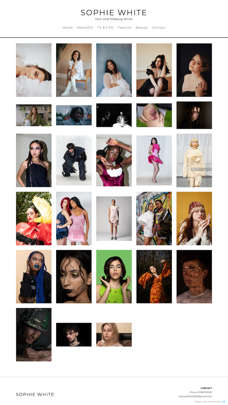 ポートフォリオ・オブ・ソフィー・ホワイト、ポートフォリオボックスを使って作成しました。