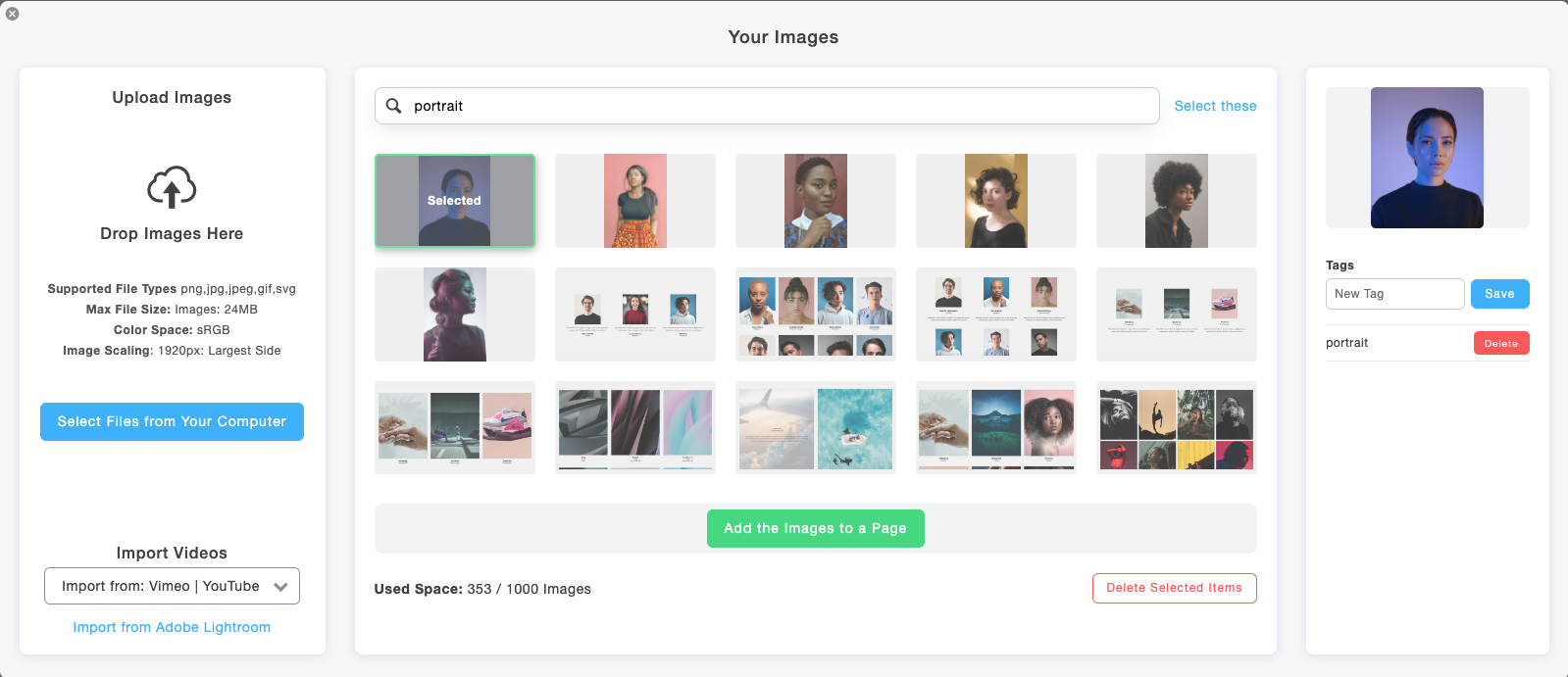 Delete a tag from images in the image library
