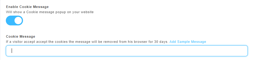 Enable Cookie Message