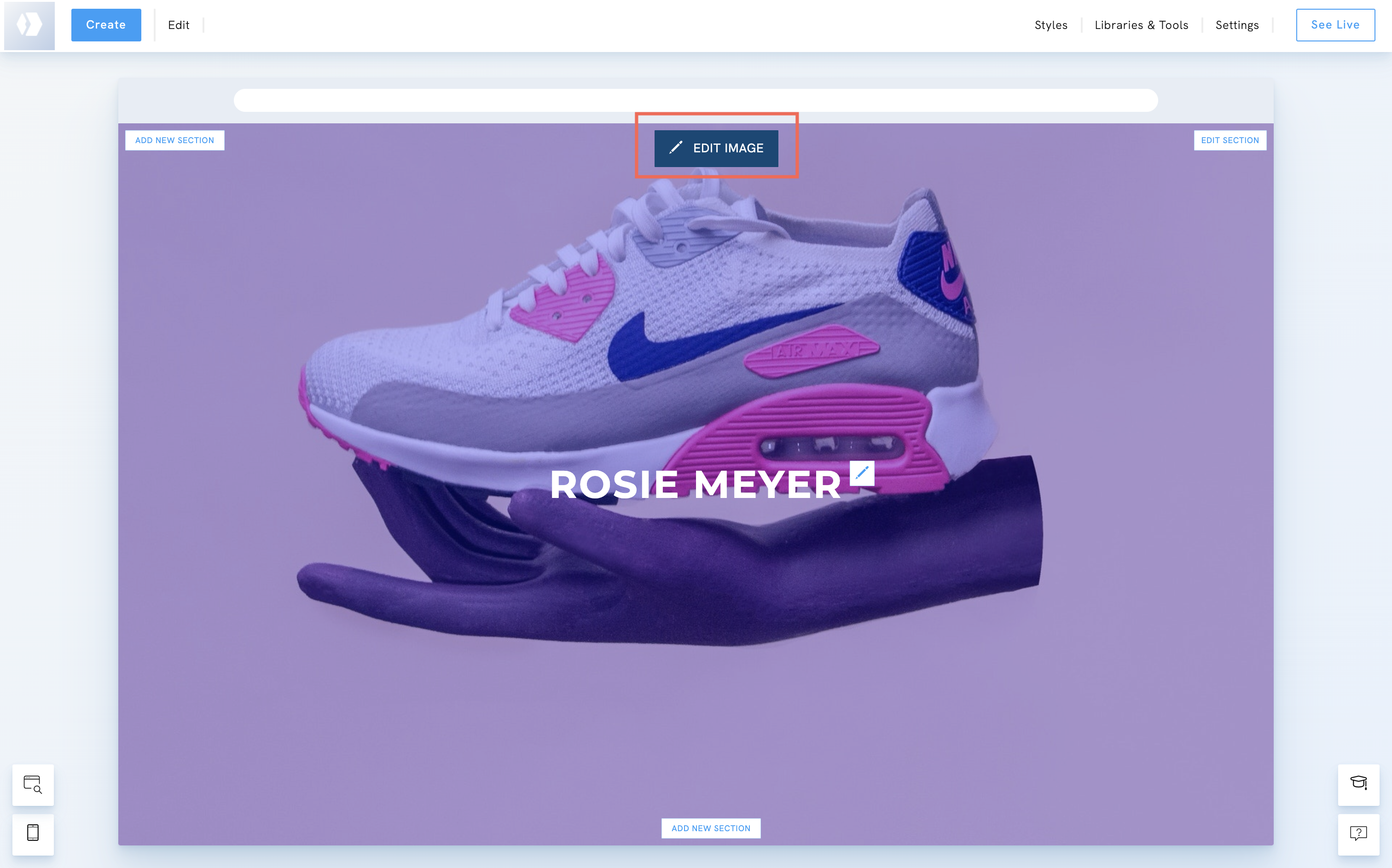 Edit cover images on Portfoliobox