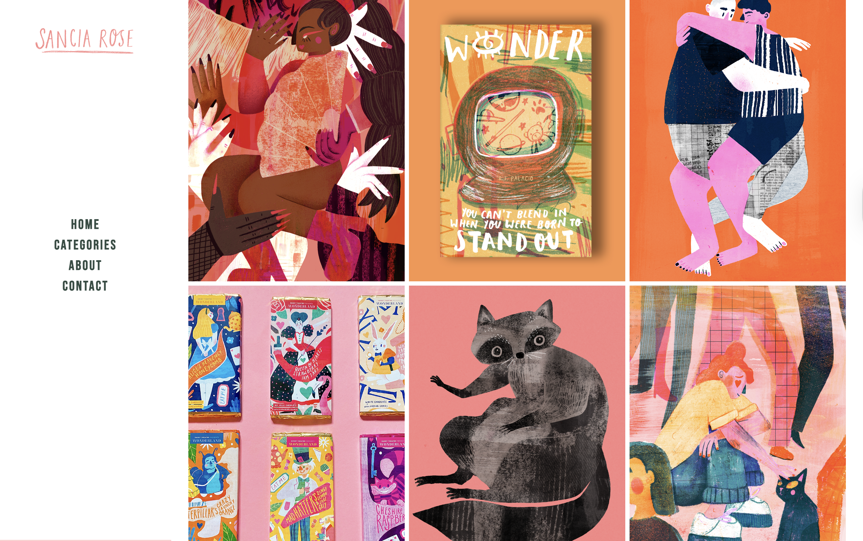 Clean & carefully curated illustrator portfolio website