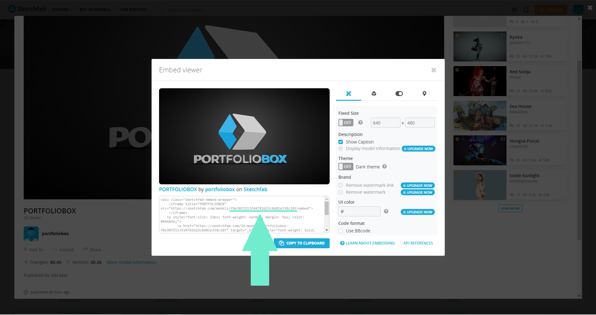 Get the model ID from SketchFab
