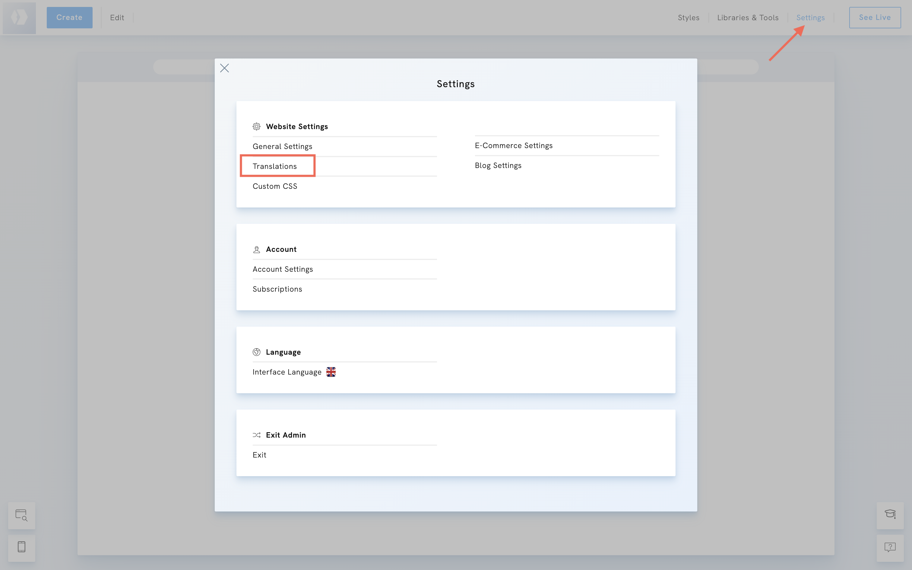Translate words in your Portfoliobox portfolio