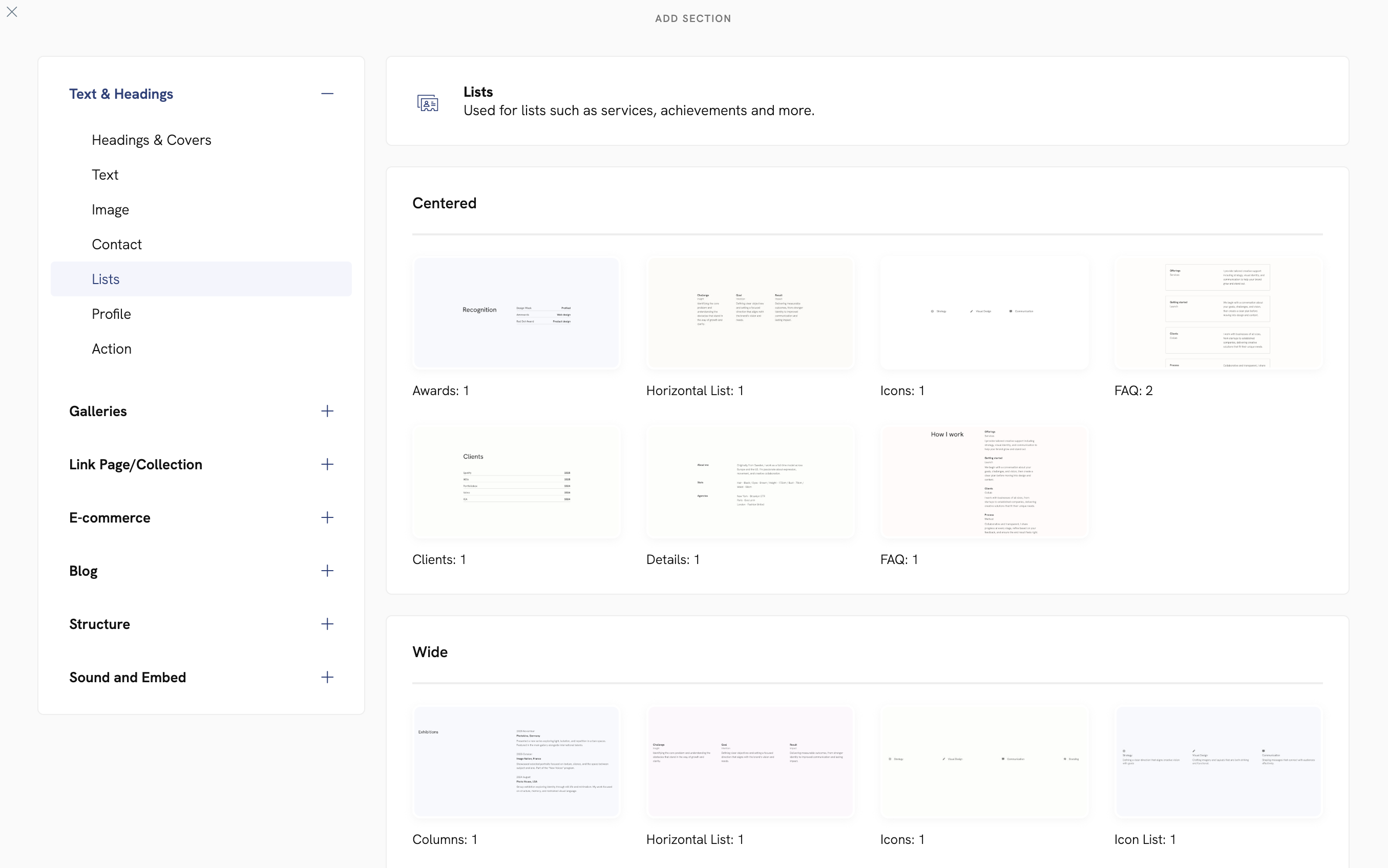 List template for your photography portfolio 