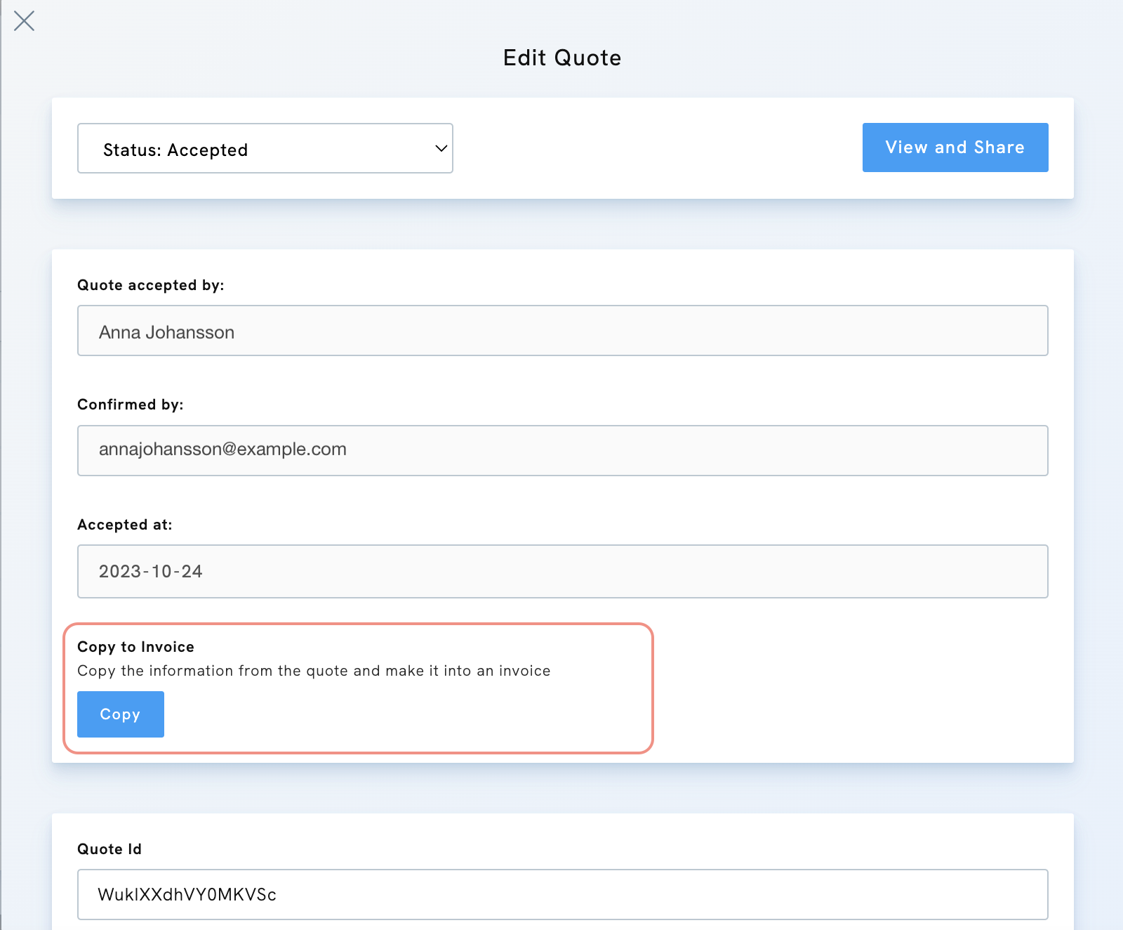 Convert a quote into an invoice