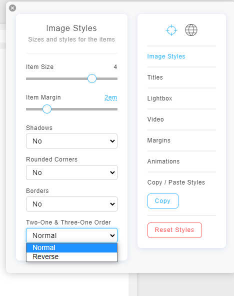 gallery template options