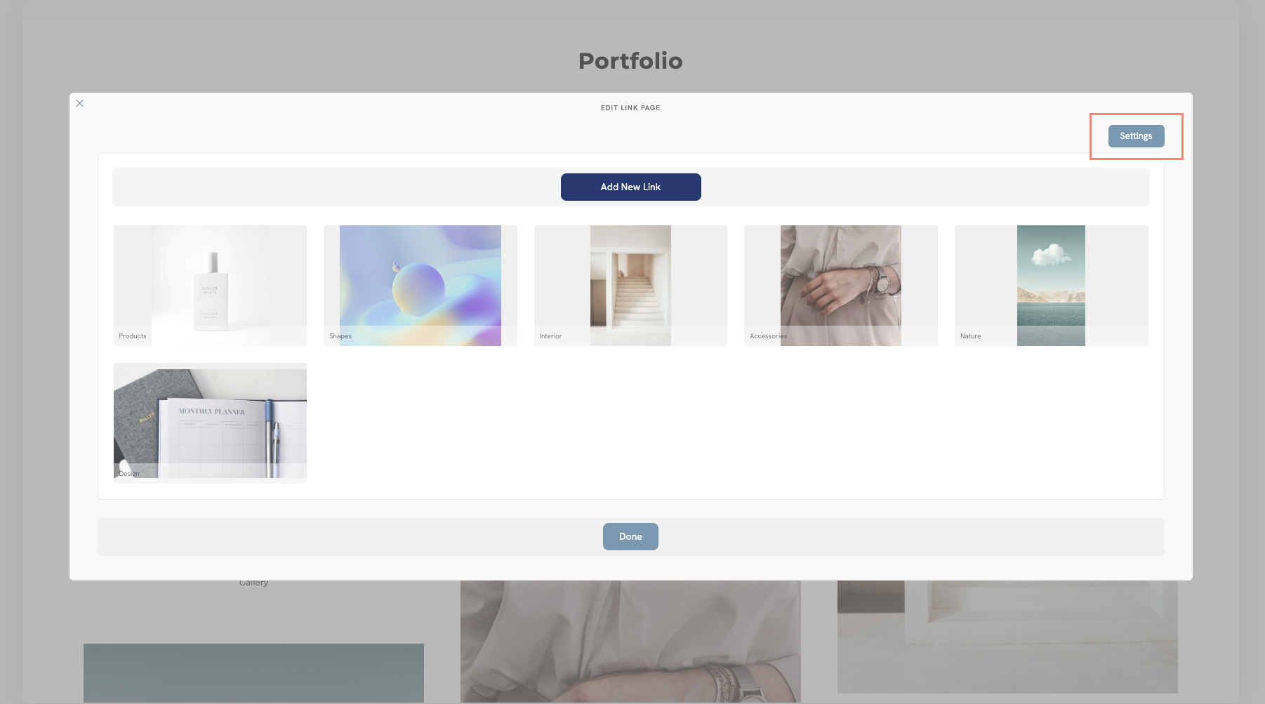 Add categories to Link pages in your portfolio website