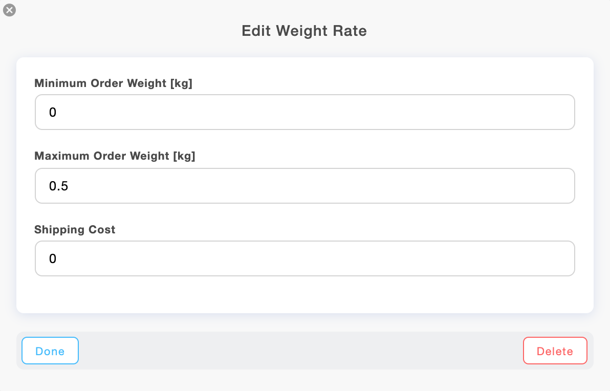 Edit weight rate