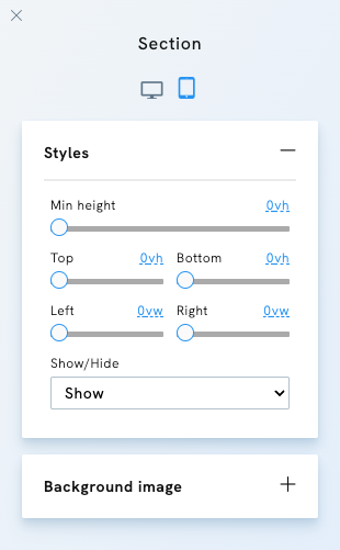 Mobile Section Styles 