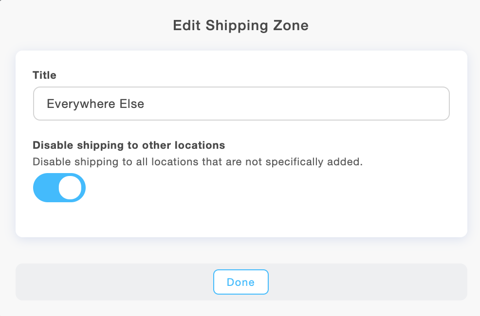 Edit shipping zone