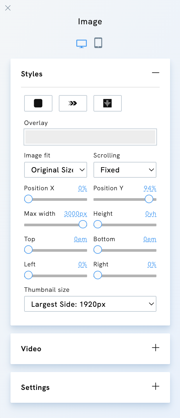 Cover Image Styling Option - Portfoliobox