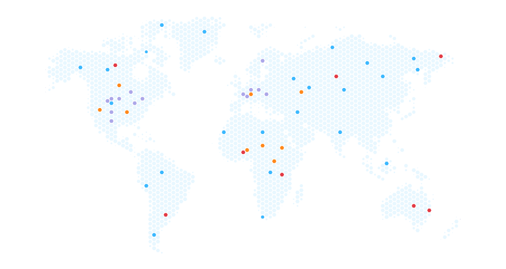 クリエイター向けのウェブサイトビルダーツールの世界的なリーチを示す世界地図。