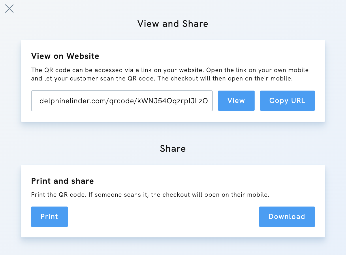 View and Share your QR Code with Portfoliobox