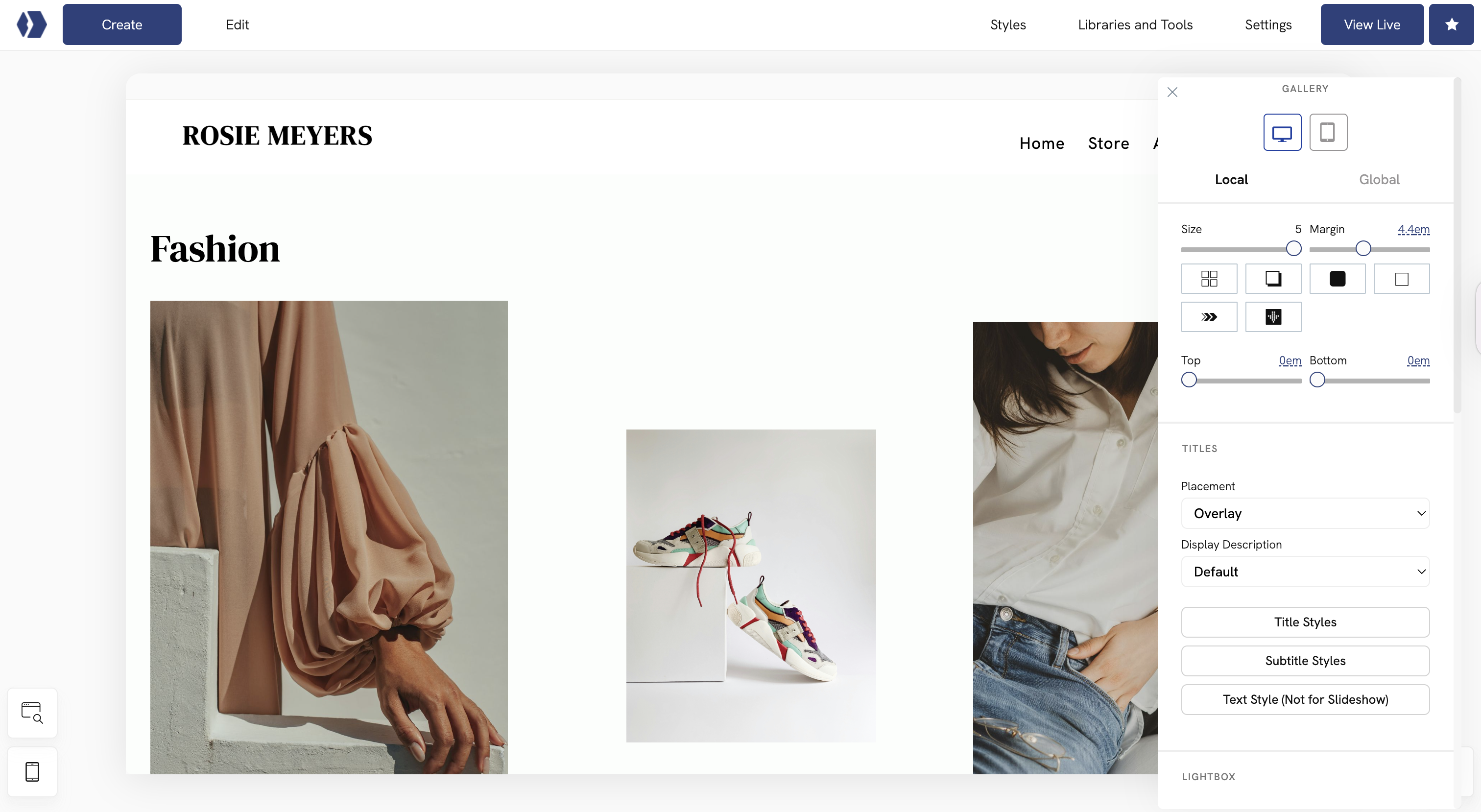 New style editor for your Portfoliobox website